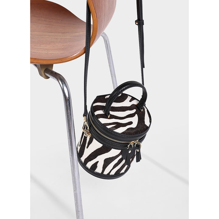 Zebra print leather crossbody bag handbag for women