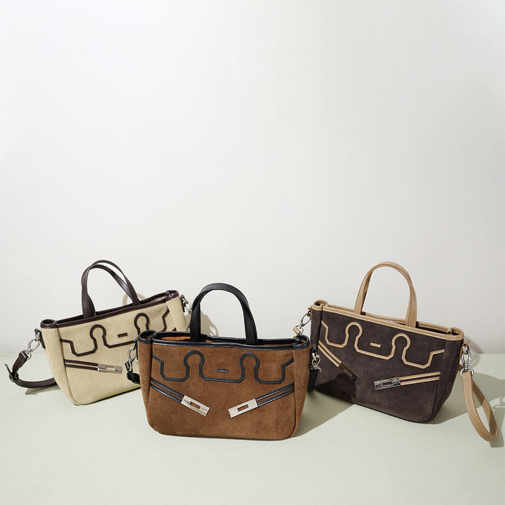 Suede Leather Heritage Tote Bag