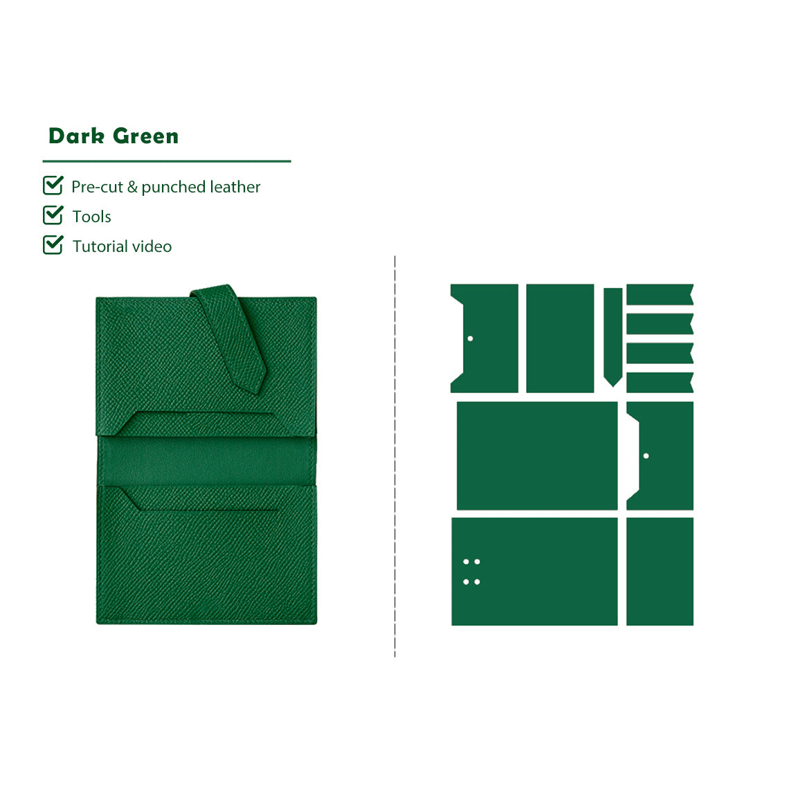 Green Compact Wallet Leather Kits - POPSEWING® DIY Kit Projects