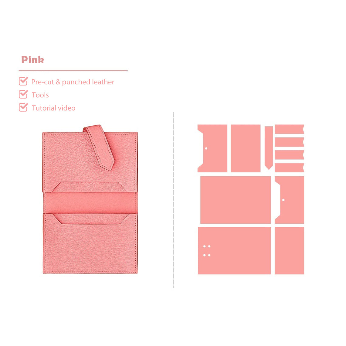 Pink Bearn Card Holder Leather DIY Kits - POPSEWING® DIY Kit Projects