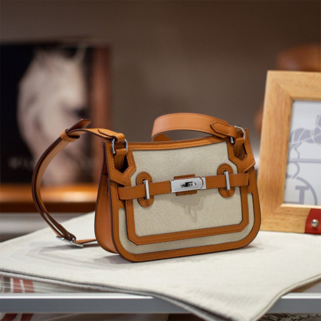 Canvas Leather Inspired Mini Crossbody Bag