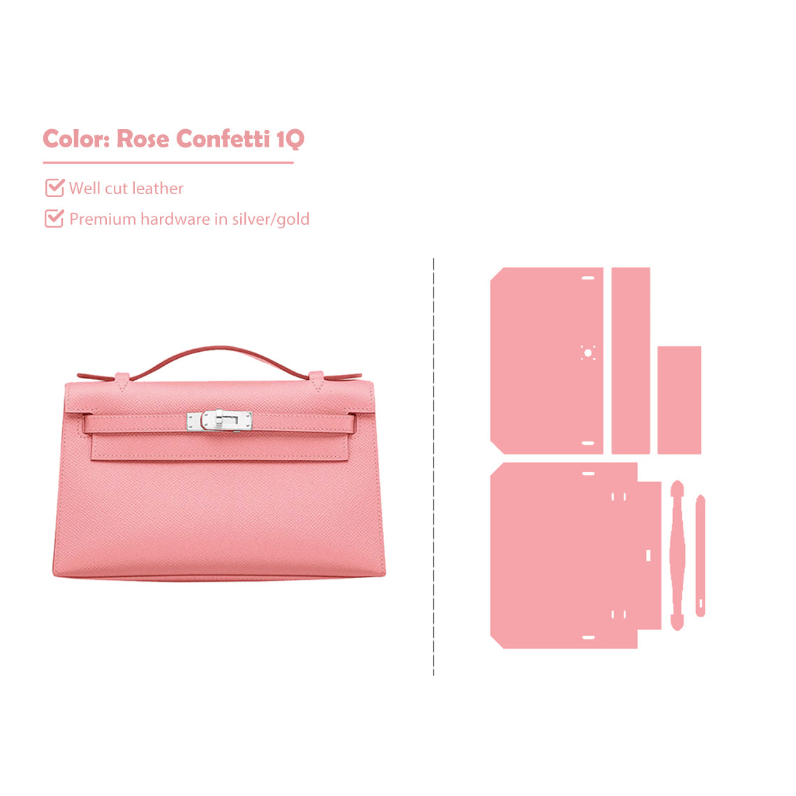 Pink Leather Inspired Kelly Pochette | DIY Handbag Kits - POPSEWING®