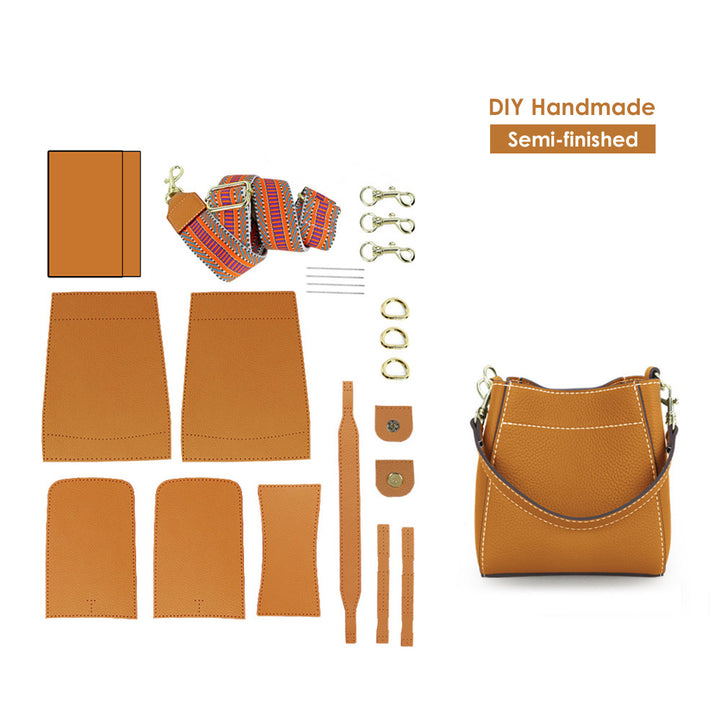 Brown leather handbag diy kit | sewing project bag