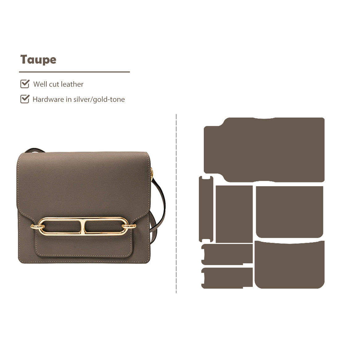 Taupe Roulis Bag DIY Kit | Leather Purse Making Kits - POPSEWING®