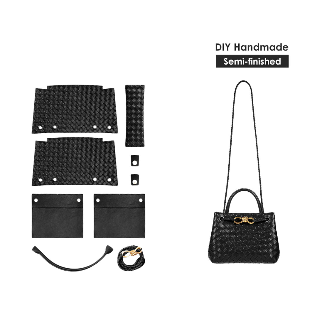 DIY Tote Bag Kit | Black Leather Small Intrecciato Tote Bags - POPSEWING®