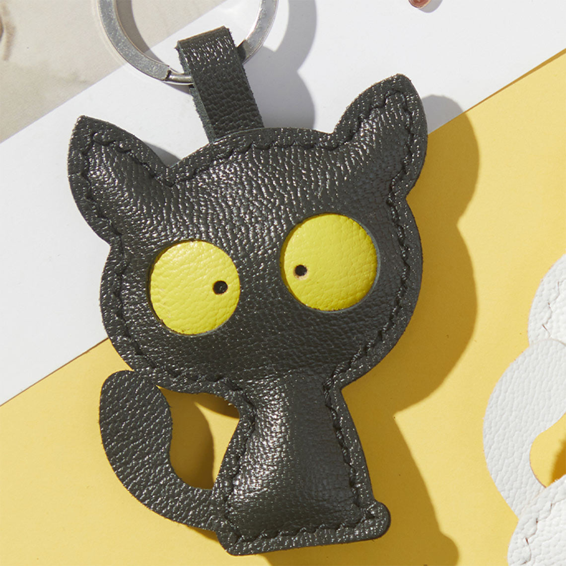 Black Cat Design Keychain | Make Your Own Leather Keychain - POPSEWING®