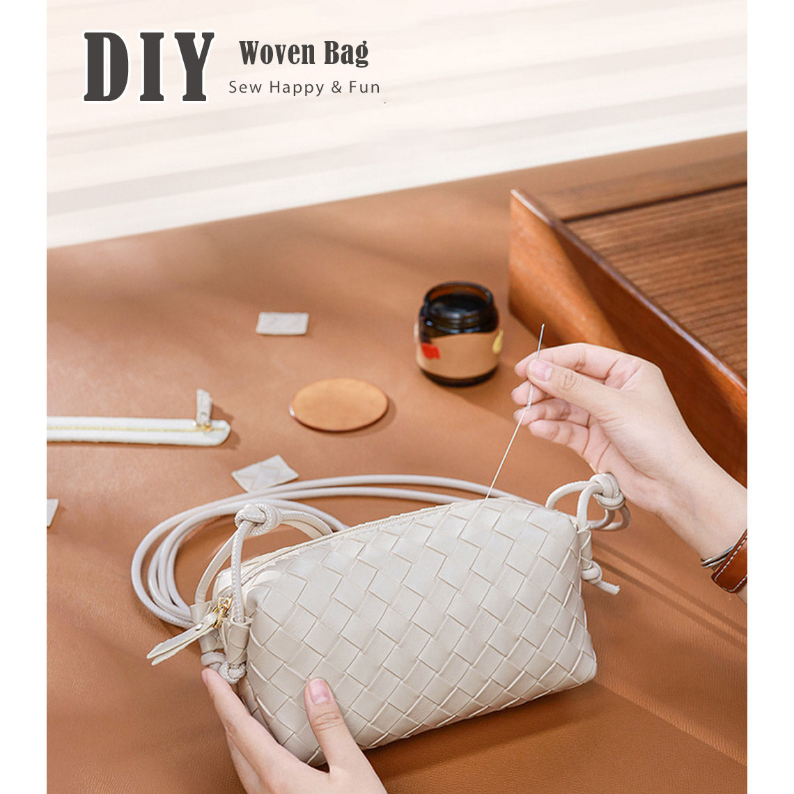 DIY Handmade Leather Bag | Small Woven Leather Bag - POPSEWING®