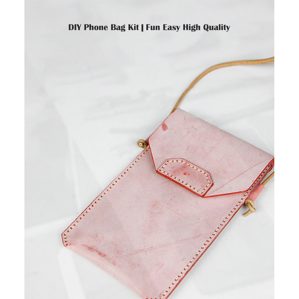 Pink Leather Phone Bag Leather Kit | DIY Leather Bags - POPSEWING®