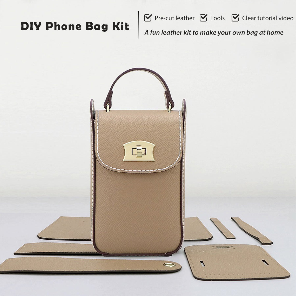 POPSEWING® Top Grain Leather Cell Phone Bag DIY Kits