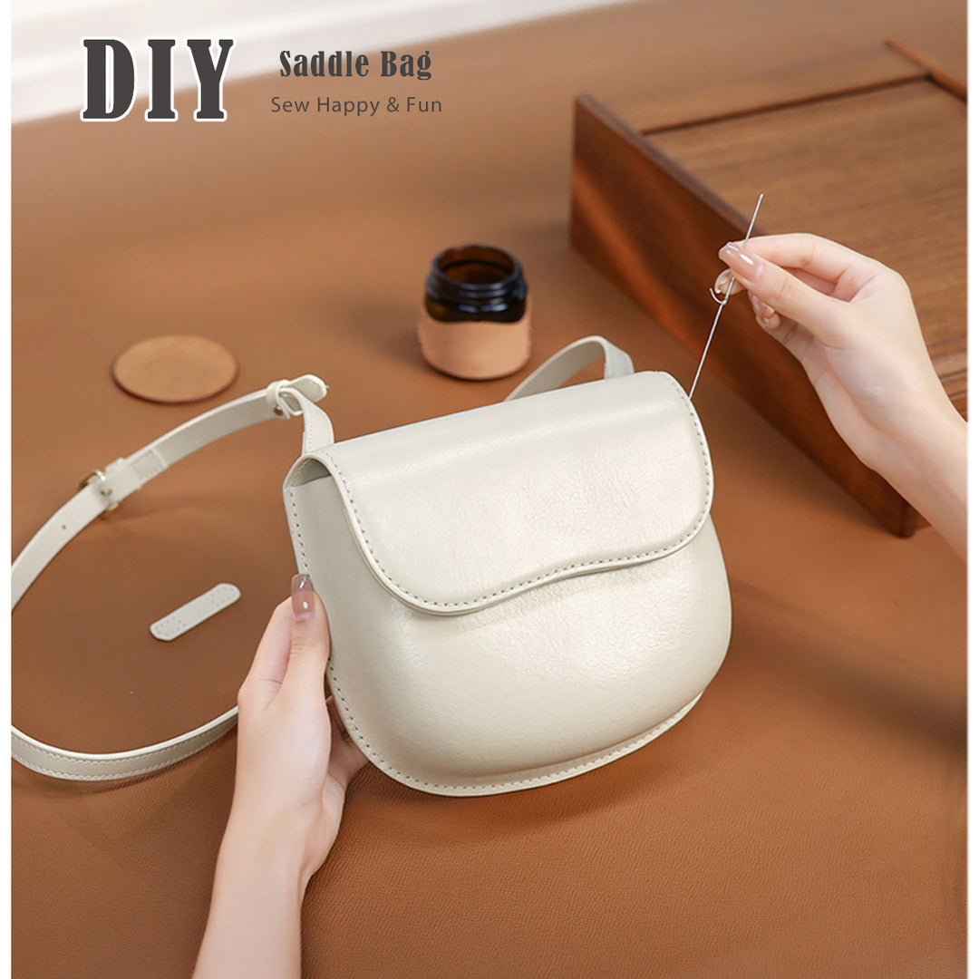 Simple Saddle Bag Design | White Leather Saddle Bag Handewing Project - POPSEWING®