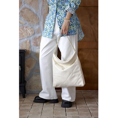 White Leather Quilted Chain Bag | Made by You Tote Bag Kit - POPSEWING®