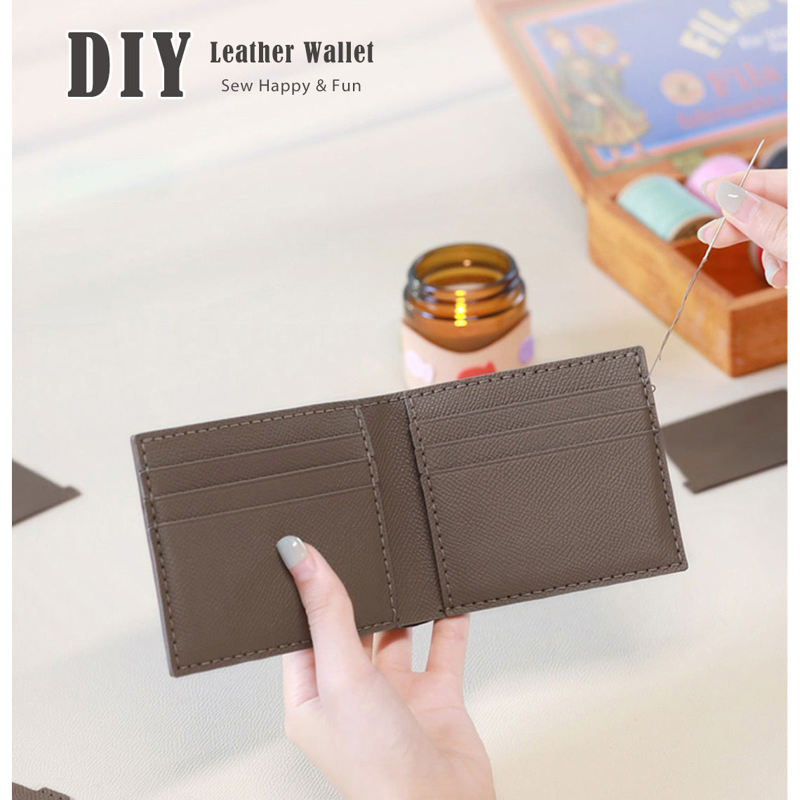 POPSEWING® Top Grain Leather Simple Card Wallet DIY Kits