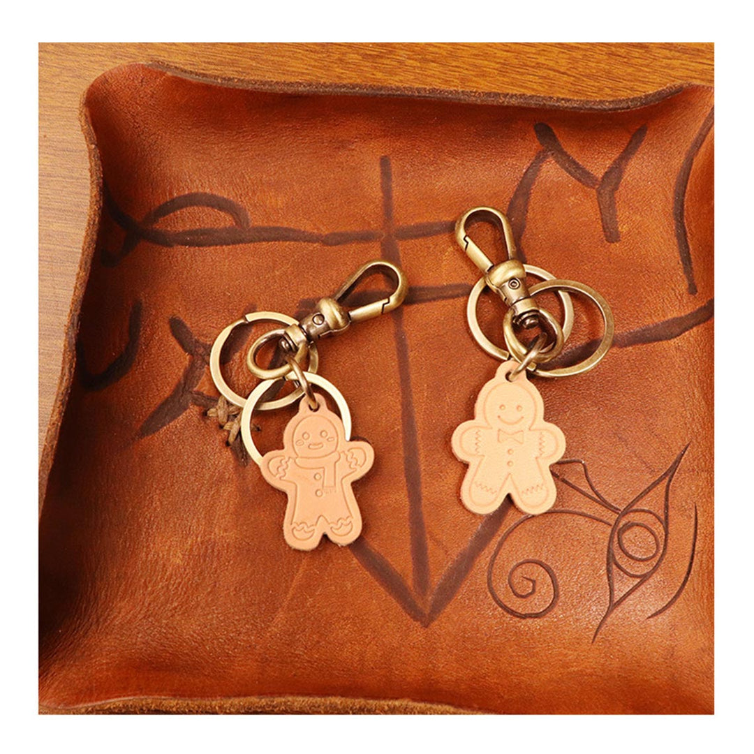 POPSEWING®️ Vegetable Tanned Leather Gingerbread Men Keychain
