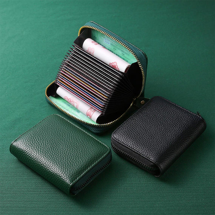 Leather Women Green Card Holder