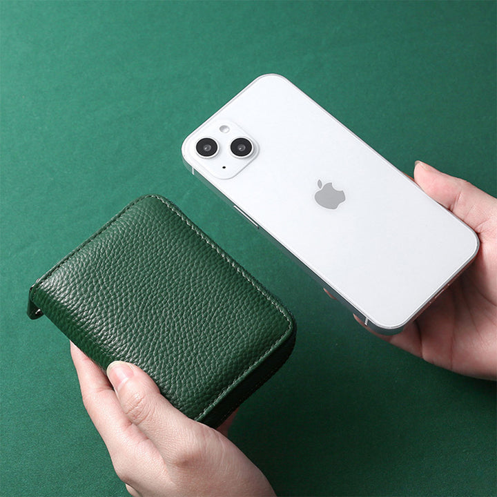 Leather Women Green Card Holder