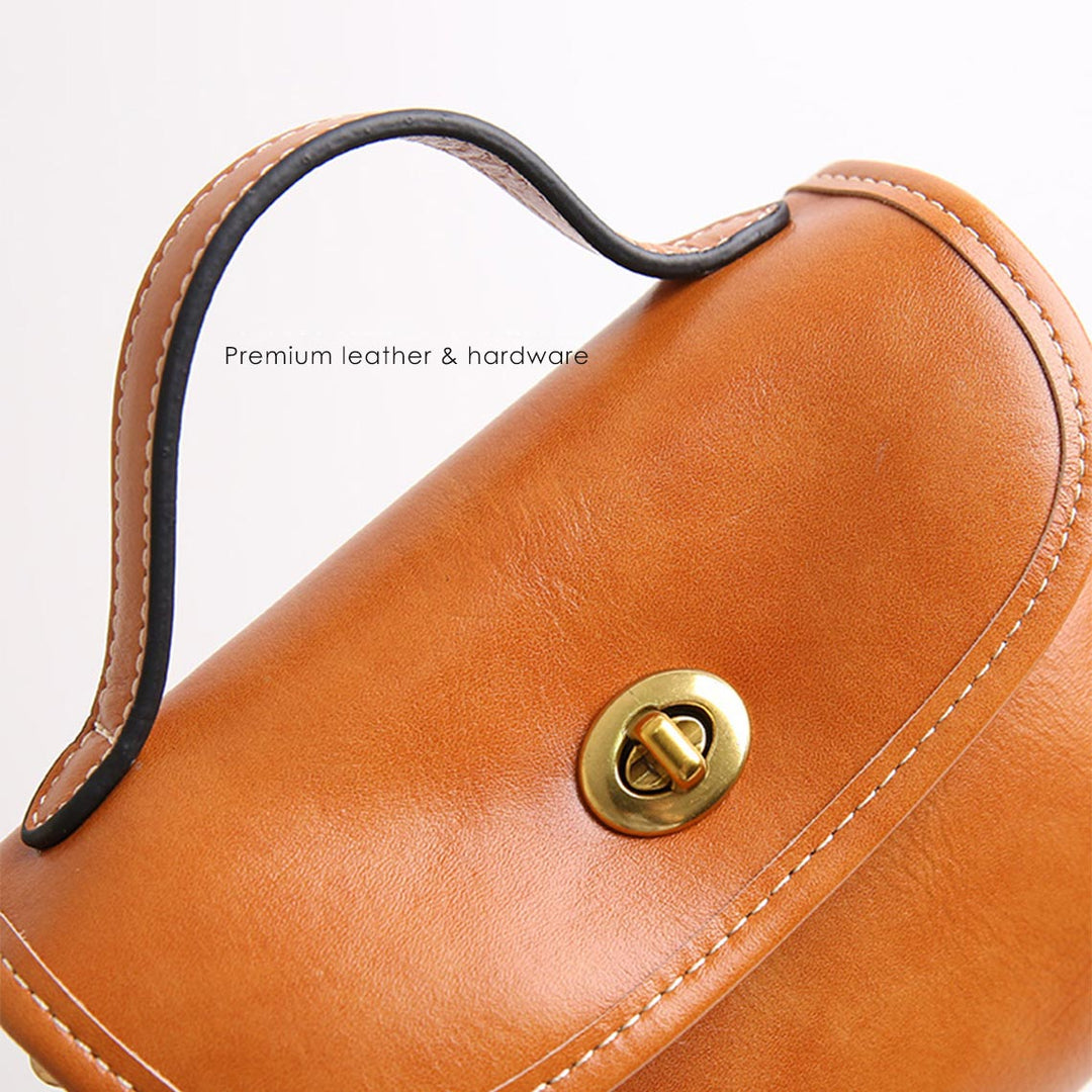 Vegetable Tanned Leather Women Square Handbag