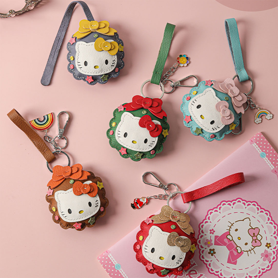 POPSEWING® Sheep Leather Christmas Vibe Kitty Keychain DIY Kit