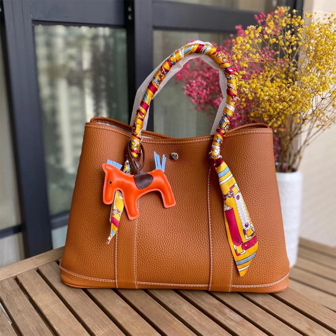 Top Grain Leather Inspired Garden Party Handbag