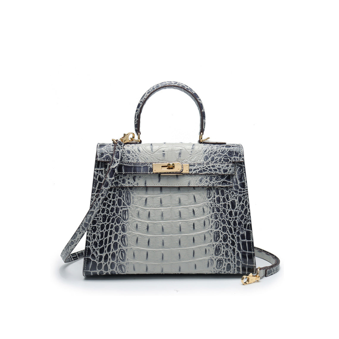 New Crocodile Embossed Leather Inspired Kelly Bag