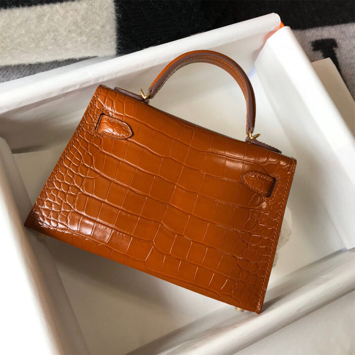 Croc Embossed Leather Mini Kylie Handbag