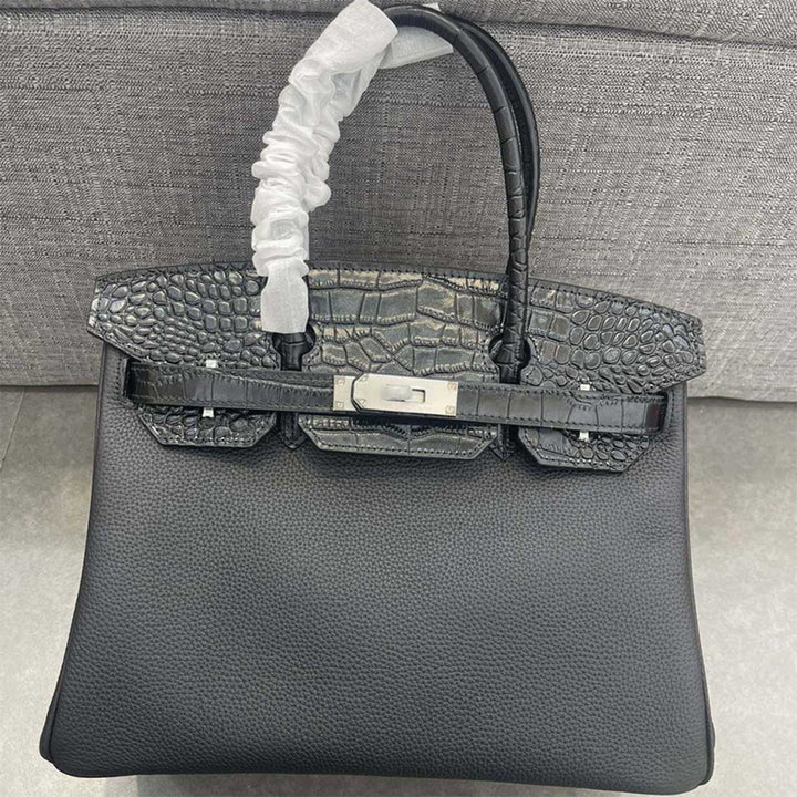 Top Grain Leather Inspired Croc Flap Bag