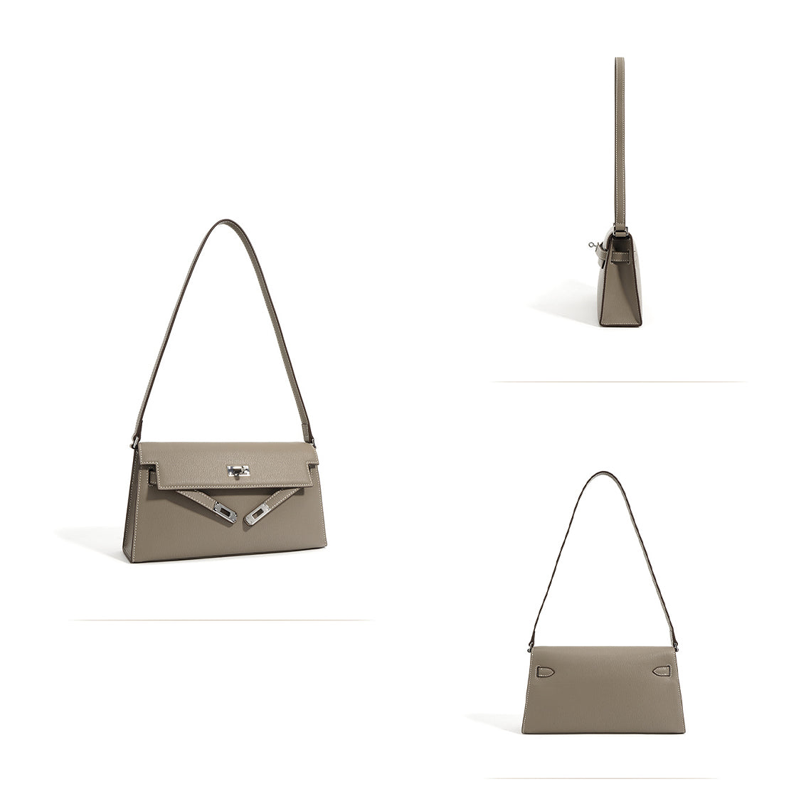 Inspired Kelly Shoulder Bag in Taupe