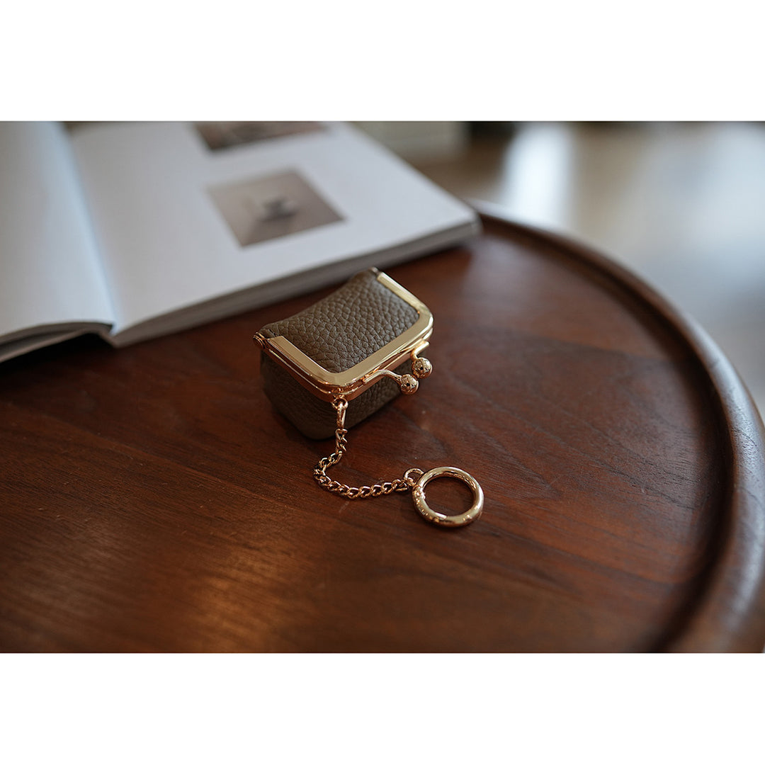 Top Grain Leather Kiss Lock Mini Bag