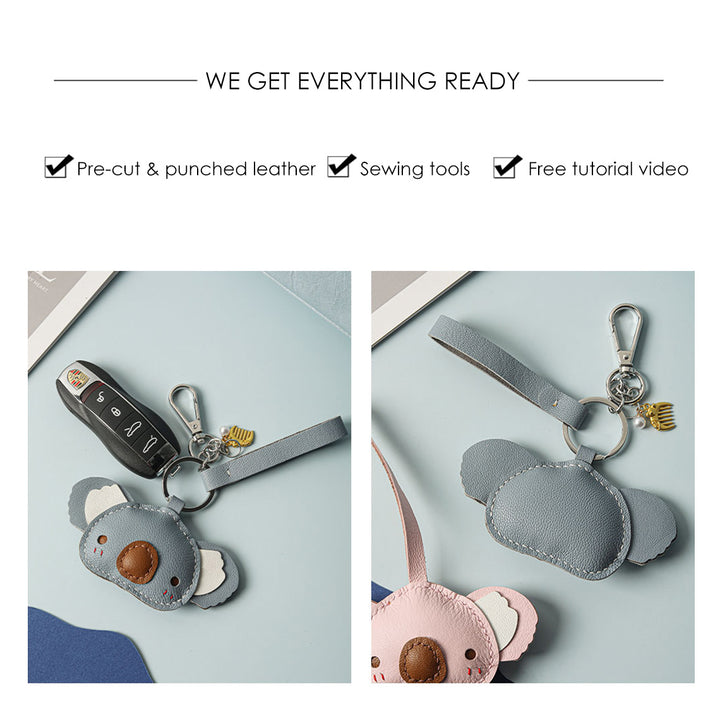 Koala Leather Keychain DIY Kit | Beginner-friendly Leather Projects - POPSEWING®