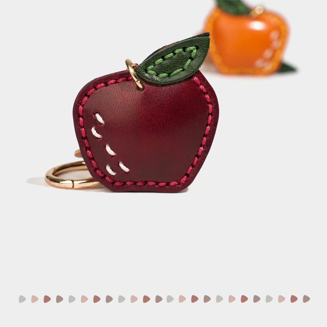 Vegetable Tanned Leather Apple Keychain