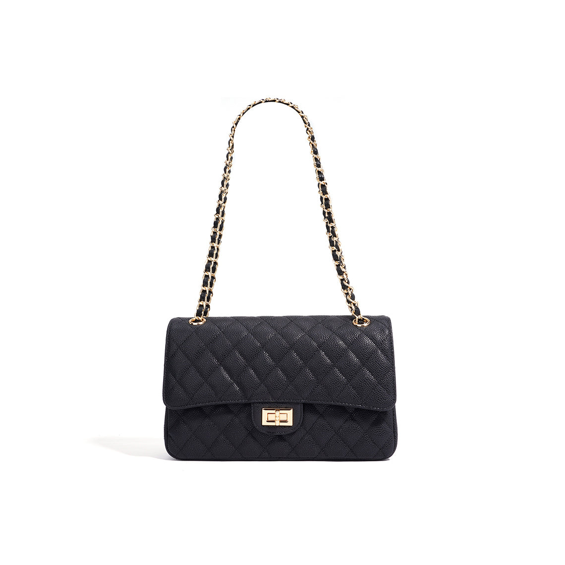 Caviar Leather Chain Flap Bag for Women