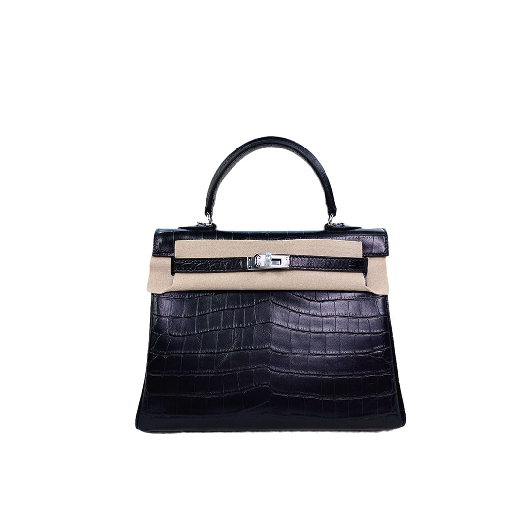 Croc Embossed Leather Classic Kylie Handbag