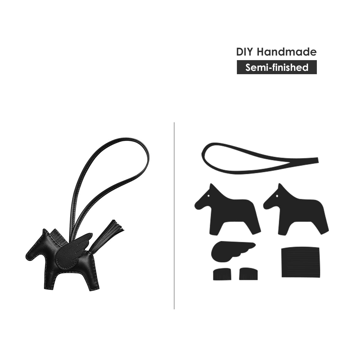 Lambskin Horse Charm in Black | DIY Handmade Leather Accessory