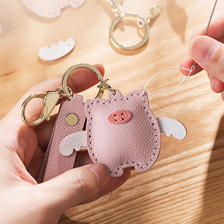 POPSEWING® Top Grain Leather Flying Pig Keychain DIY Kit