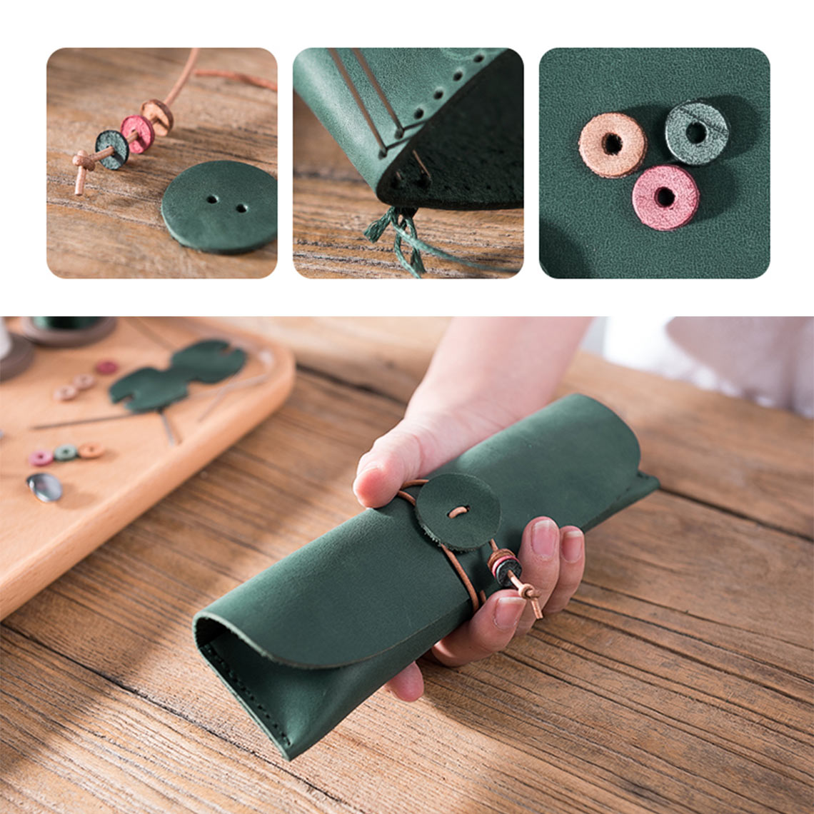 POPSEWING® Full Grain Leather Drawstring Pen Case DIY Kits