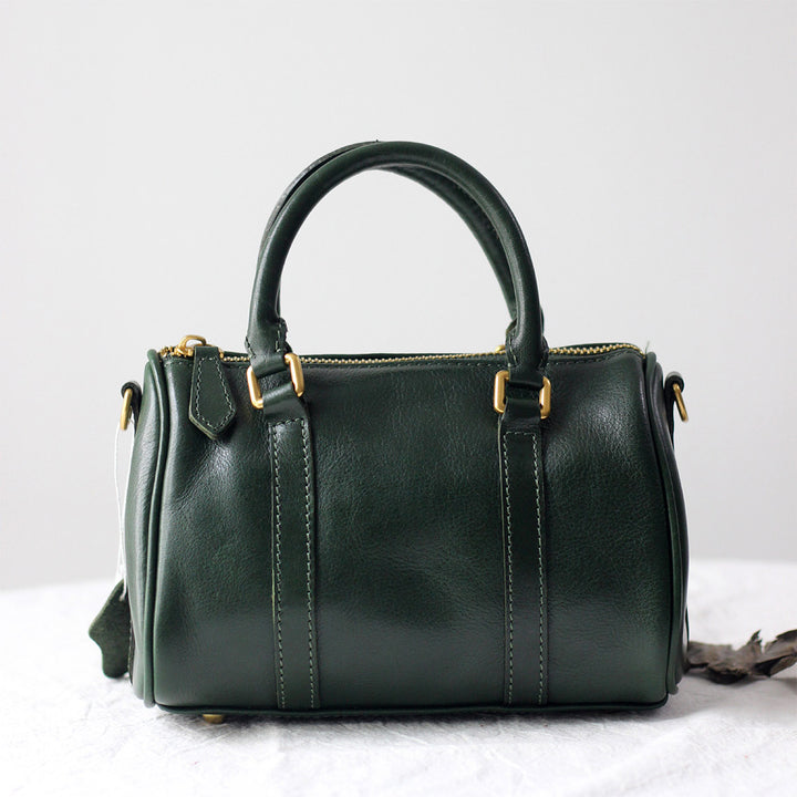 Vegetable Tanned Leather Small Boston Handbag
