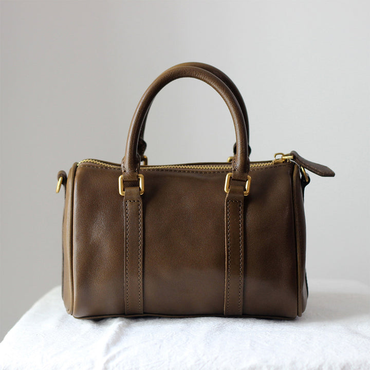 Vegetable Tanned Leather Small Boston Handbag