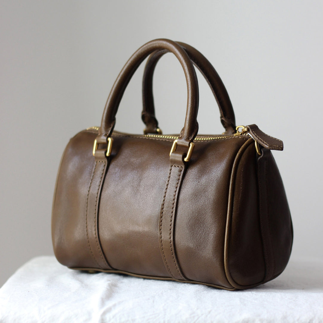 Vegetable Tanned Leather Small Boston Handbag