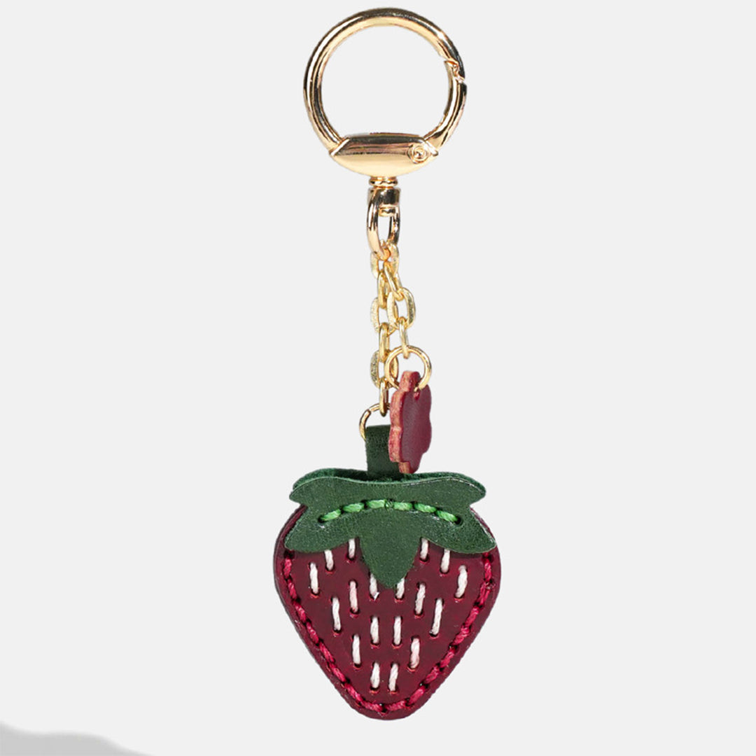 Vegetable Tanned Leather Sweet Strawberry Keychain