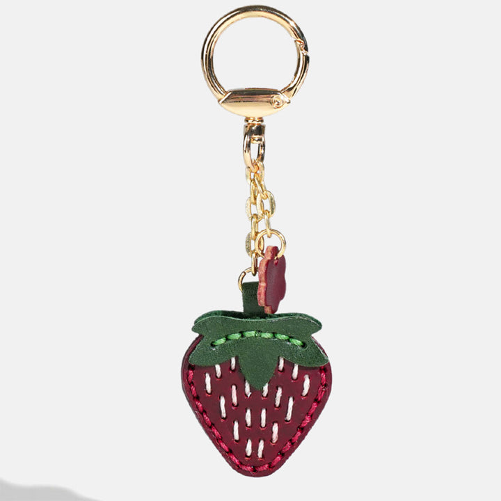 Vegetable Tanned Leather Sweet Strawberry Keychain