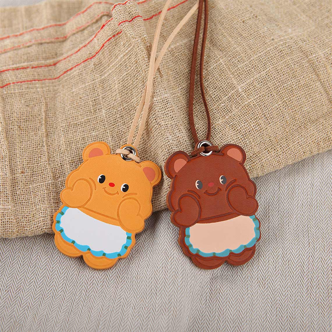 POPSEWING® Vegetable Tanned Leather Cute Bear Charm