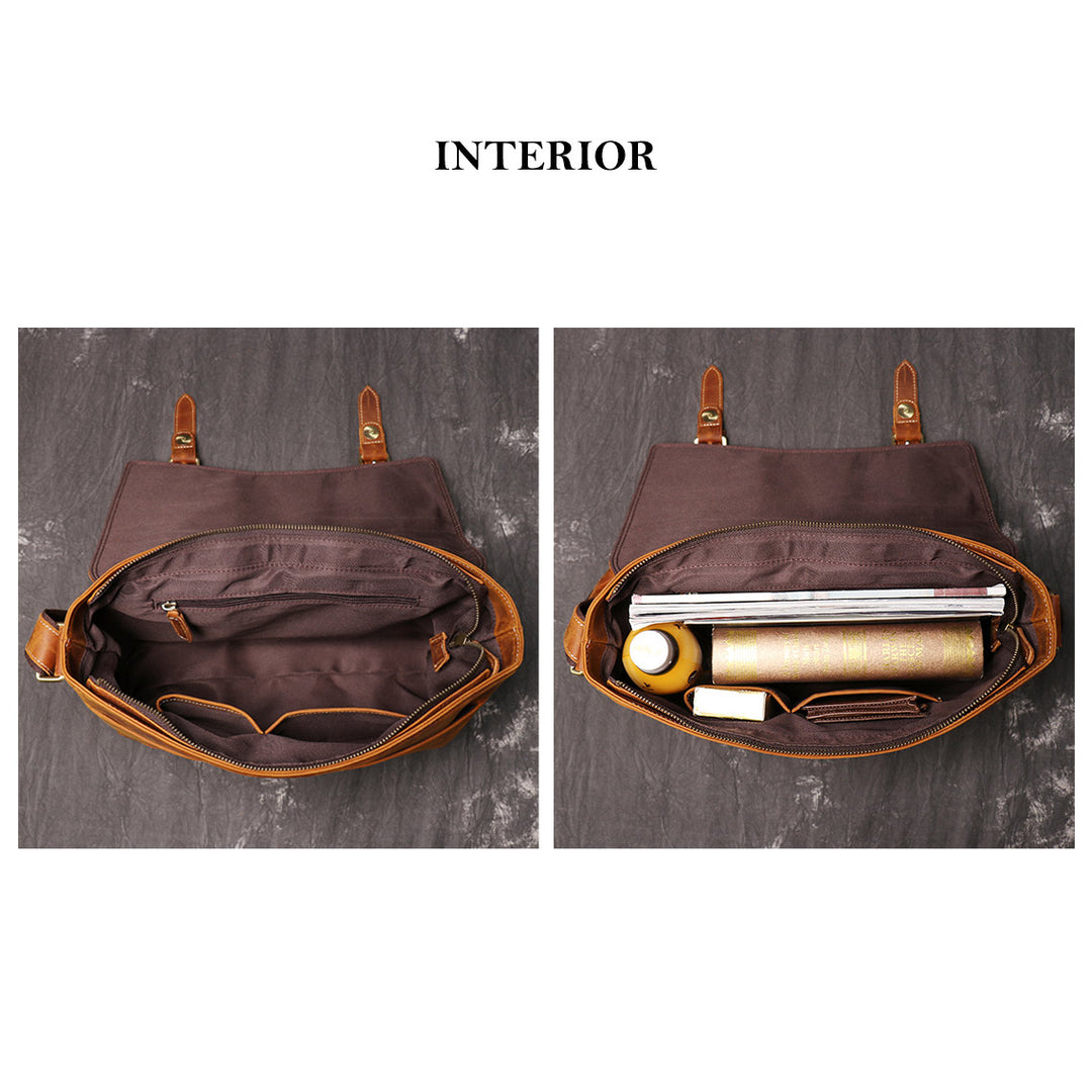 Crazy Horse Leather Men's Messenger Satchel Bag