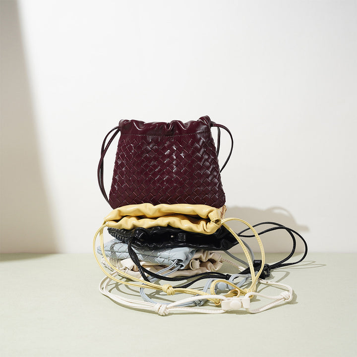 Sheep Leather Women Mini Woven Clutch
