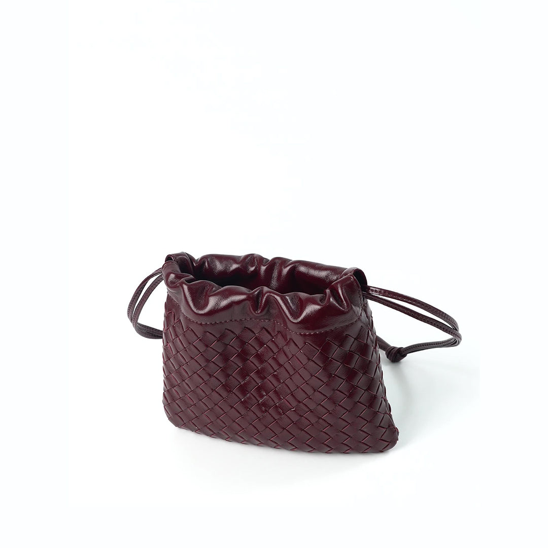 Sheep Leather Women Mini Woven Clutch