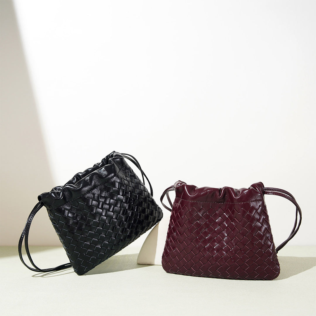 Sheep Leather Women Mini Woven Clutch