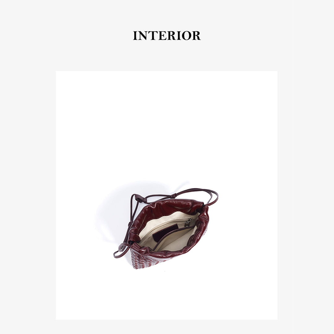 Sheep Leather Women Mini Woven Clutch