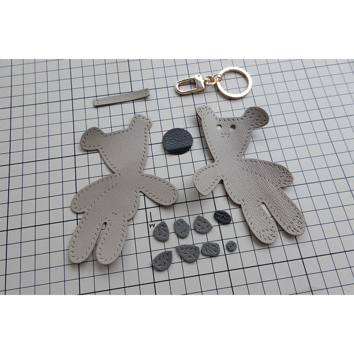 Light Grey Mr. Bean Teddy Bag Charm DIY Leather Kits | Affordable DIY Projects - POPSEWING®