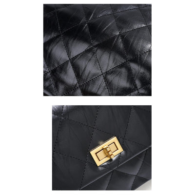 Top Grain Leather Chic Quilted Flap Bag