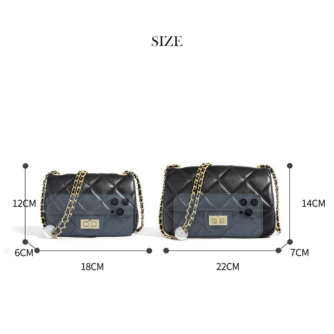 Small Quilted Chain Bag Sizes
