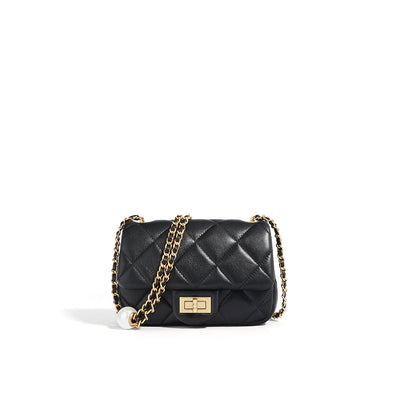 Mini Quilted Chain Bag Black | Small Leather Bags for Women