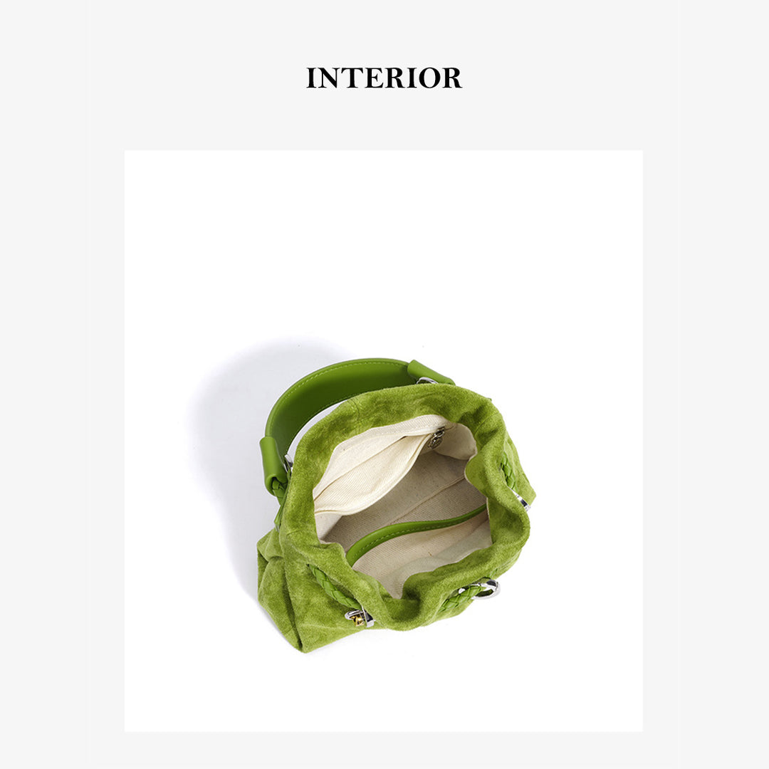 Suede Leather Summer Drawstring Shoulder Bag